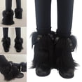 thumbnail image 2 of Plush Furry Leg Warmers for Women Teens Dark Punk Grunge Eyelets Strap Fuzzy Boot Covers for Festivals and Themed Event, 2 of 9