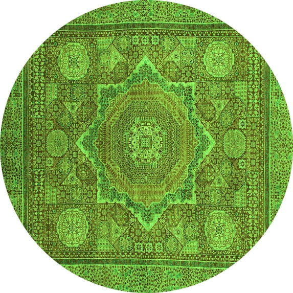 Ahgly Company Indoor Round Abstract Green Modern Area Rugs, 6' Round