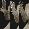 thumbnail image 4 of Guantes de novia de satén elástico negro con etiqueta de temperamento simple y encaje floral para vestido de boda, accesorios de boda, 4 of 6