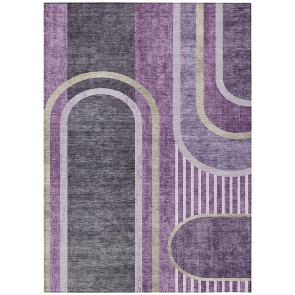 HomeRoots 561336 9 x 12 ft. Purple & Black Abstract Washable Non Skid Indoor Outdoor Rectangle Machine Woven Area Rug