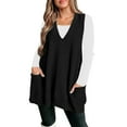 thumbnail image 2 of Baberdicy Women's Pocket Knit Vest, Multi-Color Sleeveless Coat, Utility Layer & Errands , Multi-Pocket Knit Vest, Solid Sleeveless Coat, Utility Layer Black Xxl, 2 of 5