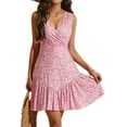 thumbnail image 2 of Women's 2025 New Summer Sleeveless Sexy Wrap V Neck Floral Sundress Mini Dress, 2 of 11