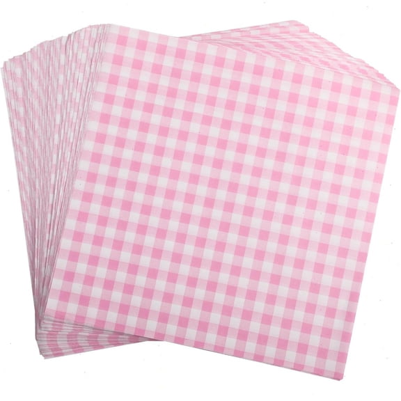 600Pcs Pink Checkered Wax Paper Sheets 12x12 Inch, Greaseproof Deli Paper for Food, Sandwich & Burger Wrapping, Basket Liners for Restaurants, Cafes, Food Trucks, Picnic, Lunch Boxes & Takeout