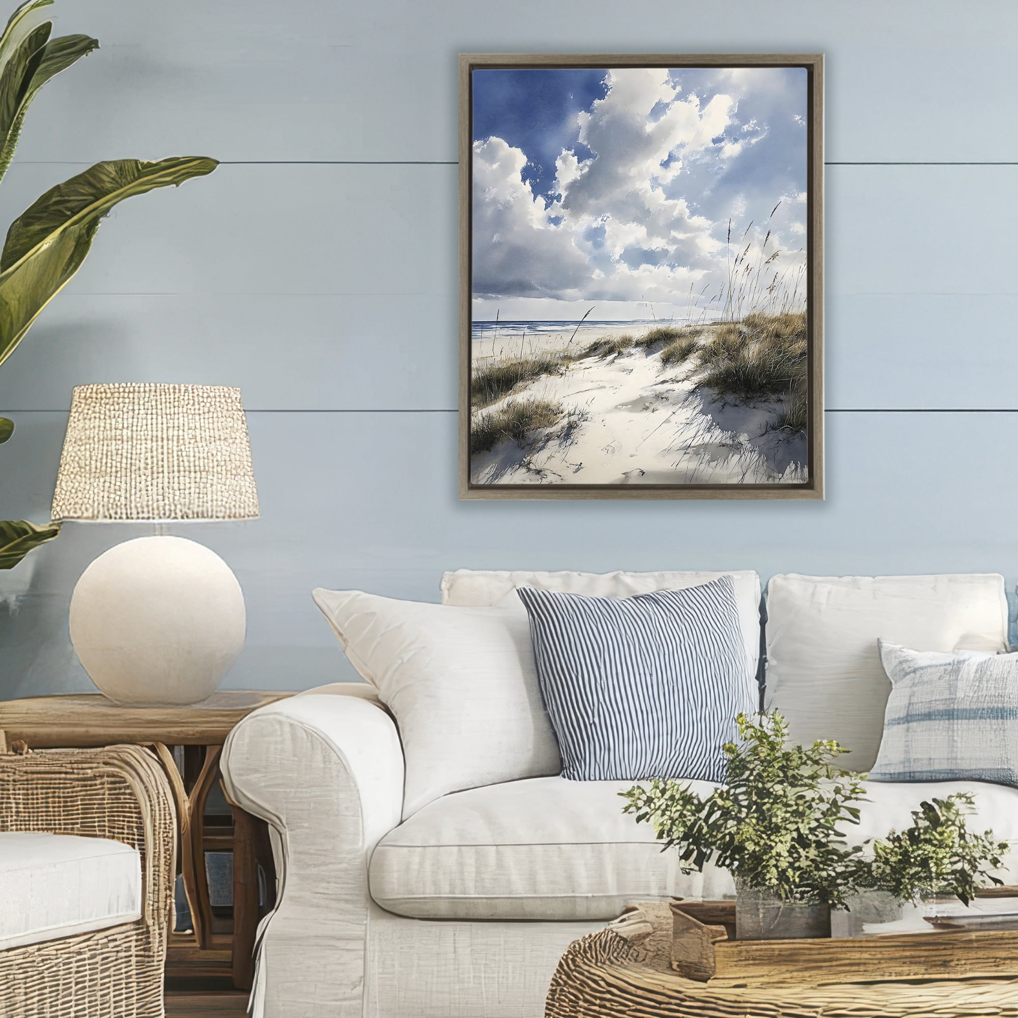 Stupell Industries Midday Sunny Beach Dunes Brown Framed Floater Canvas Wall Art, design by Franklyn Gregory