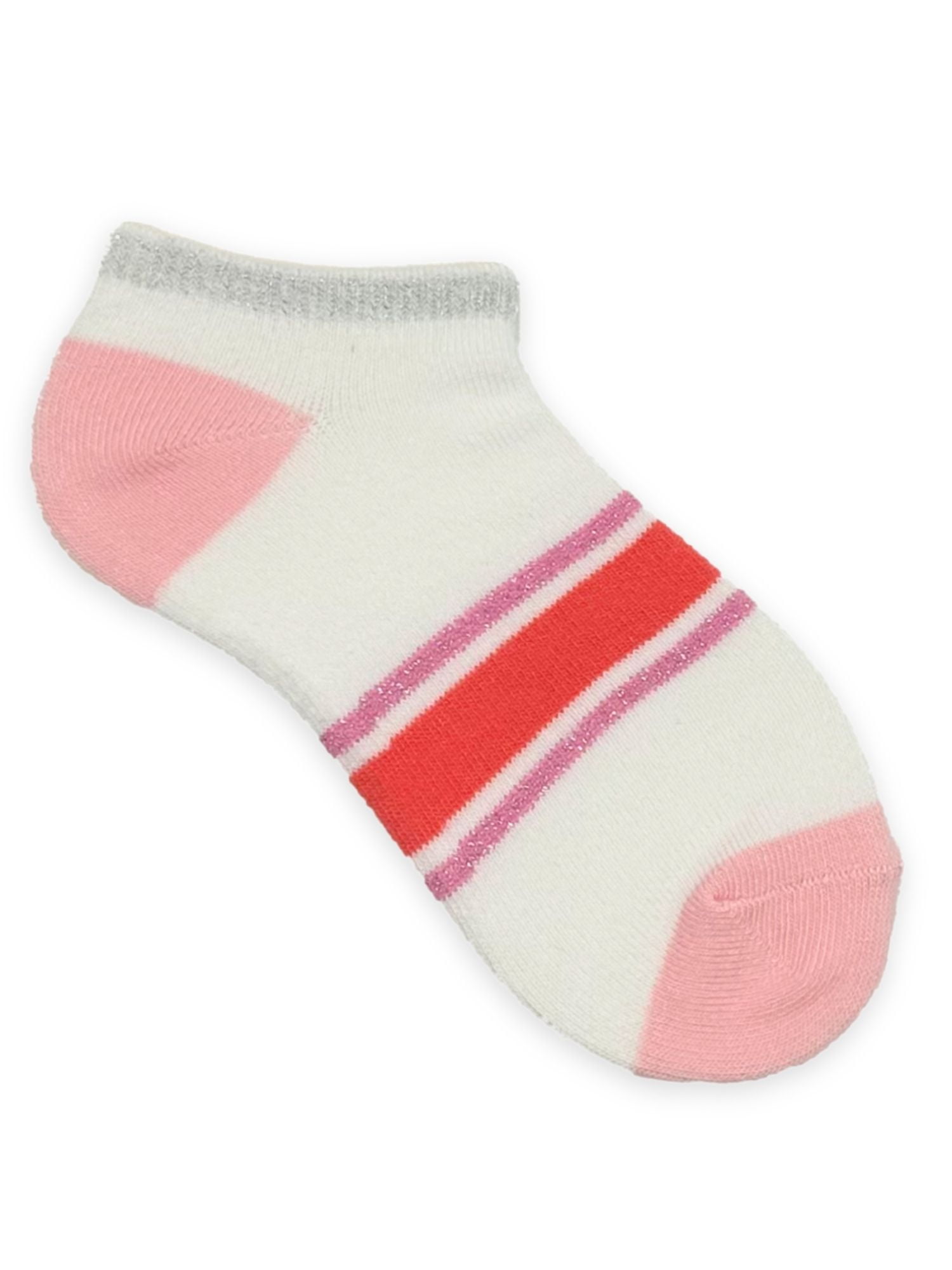 Wonder Nation Girls Striped No-Show Socks, 10-Pack, Sizes S-L