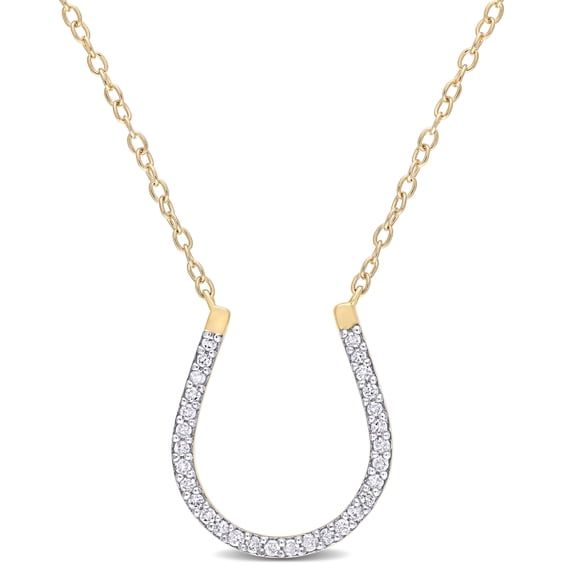 Everly Women's 1/6ct TW Diamond Yellow Silver Horseshoe Pendant with Chain