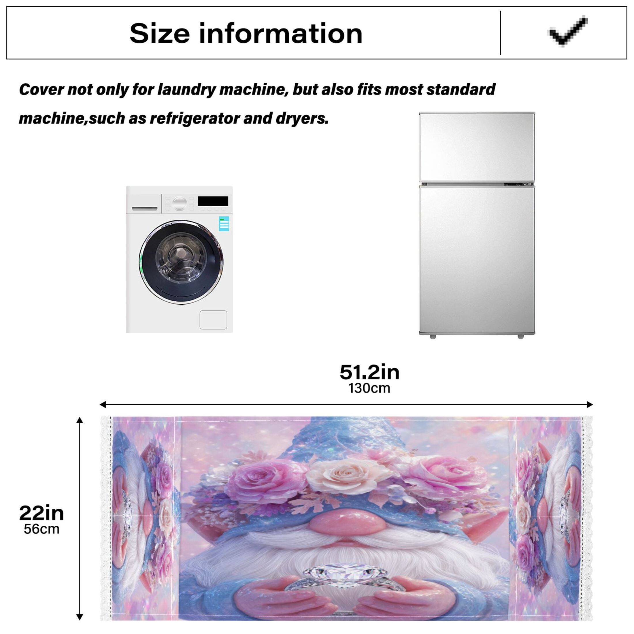 Wobogo Diamond Dwarf Washing Machine Cover Dustproof Washer Dryer Cover Waterproof Laundry Room Decorative Protector