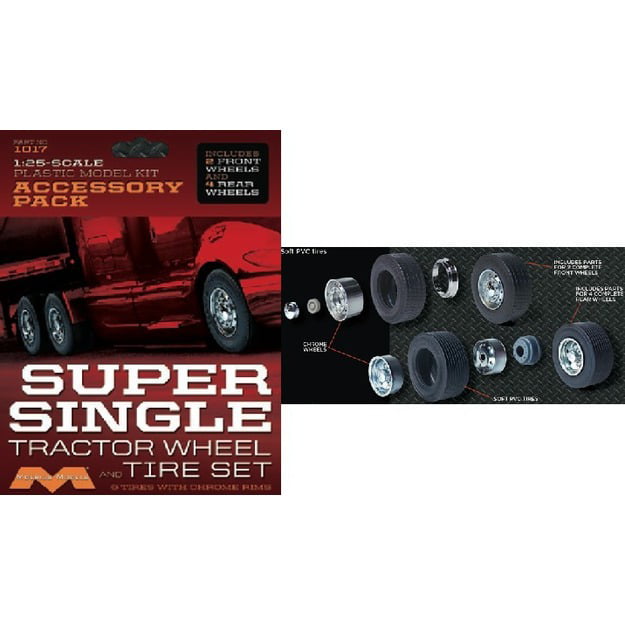 Moebius Models 1017 1//25 Super Single Tractor Wheel /& Tire Set 6