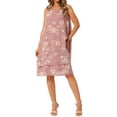 thumbnail image 2 of INSPIRE CHIC Women's Chiffon Dresses Sleeveless Floral Print Crewneck Tiered Layered Flowy Dress Party Wedding Outfits S Dusty Pink, 2 of 5