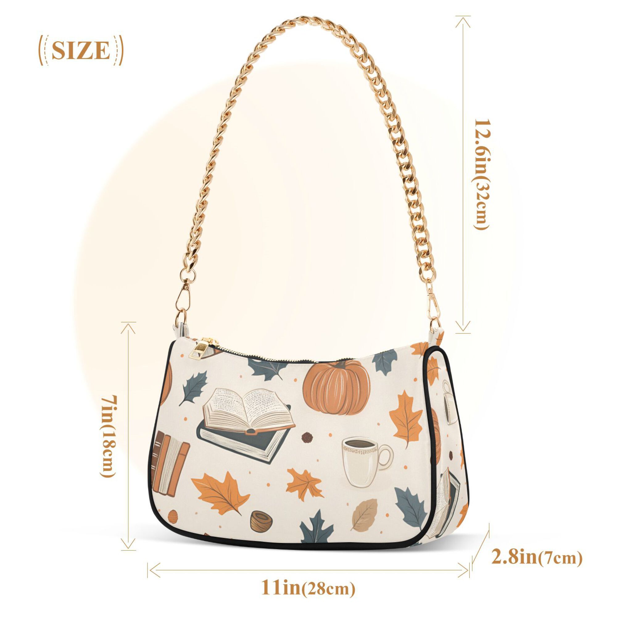 FORMRS Womens Shoulder Bag with Chain Strap Clutch Purse Cute Tote Handbag, Fall Books