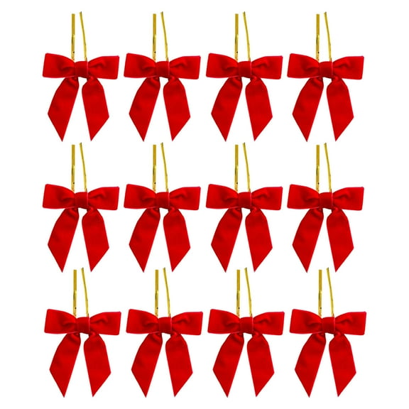 Cheapark 12-Piece Burgundy Velvet Christmas Bows - Small Size for Tree/Wreath/Gift Wrap, Ideal for Snack/Candy Bags & Wedding Decor