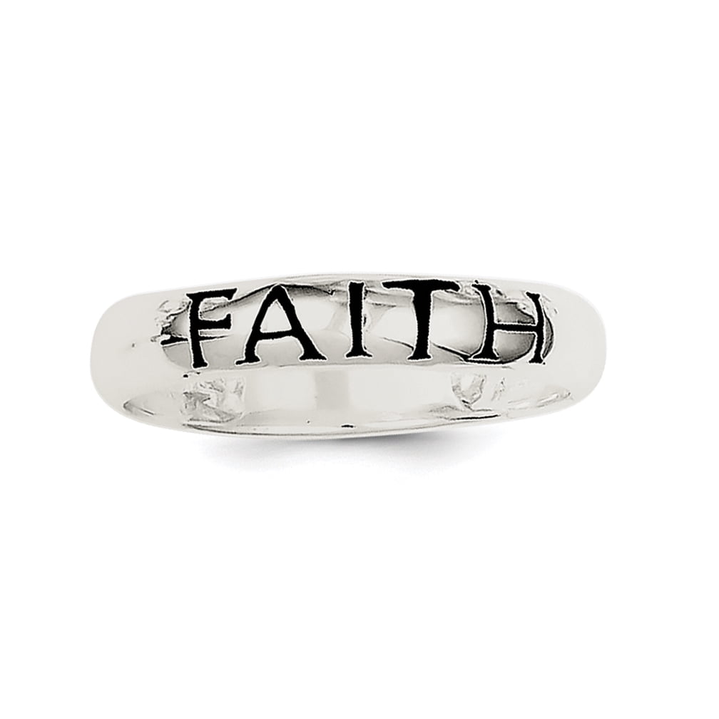 Sterling Silver Antiqued & Polished Faith Ring