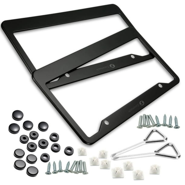 Zone Tech Matte Aluminum License Plate Cover Frame 2Pack Classic