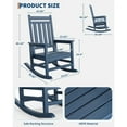 thumbnail image 3 of 1PC Adirondack Outdoor Rocking Chair, All Weather HDPE Plastic Patio Rocker Chair with Wide Armrests, Classic Fire Pit Chair for Porch, Deck, Lawn, Garde, 380LBs, Easy to Install, 3 of 8