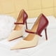 thumbnail image 3 of Estilo de mujer Moda Tacones delgados con boca poco profunda y bloque de color puntiagudo Tacón alto Mujer Stiletto único clásico, 3 of 5