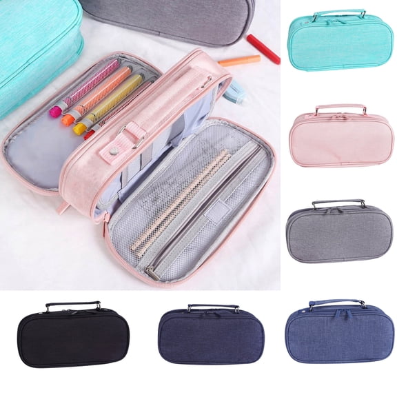 UALSRZL Pencil Case, Large Capacity Pencil Pouch Multi-layer, Stain-resistant Pencil Bag Box for Kids Elementary Middle School Supplies, Blue