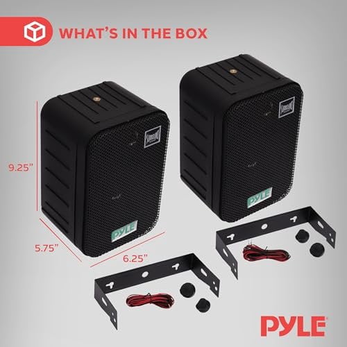 Pyle Home Dual Waterproof Outdoor Speaker System - 5.25 Inch Pair of Weatherproof Wall/Ceiling Mounted Speakers w/Heavy Duty Grill, Universal Mount - for Use in The Pool, Patio, Indoor PDWR40B Black