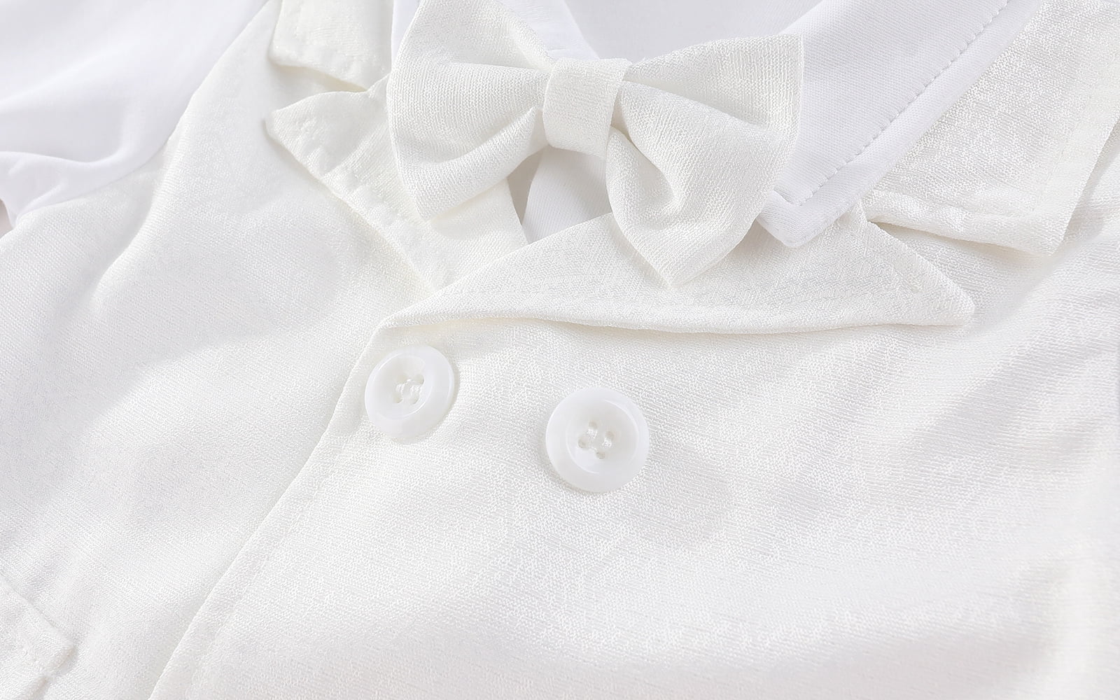 Hresadio Baby Boy Baptism Long Sleeve Christening Outfits Romper , White/Sizes Newborn-18 Months