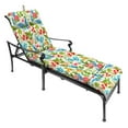 thumbnail image 2 of Jordan Manufacturing 74" x 22" Carena Multi White Floral Rectangular Outdoor Chaise Lounge Cushion with Ties and Hanger Loop, 2 of 10