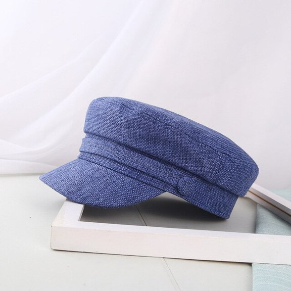 CoCopeaunts Military Hats Women Summer Linen Military Hat Autumn Sailor Hats for Women Men Flat Top Captain Cap Travel Cadet Hat Navy Caps