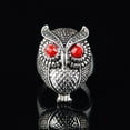 thumbnail image 4 of Alloy Owl Ring Unisex Simple Fashion Statement Piece With Owl Design Black Red Sapphire Jewelry For Daily Wear, 4 of 5