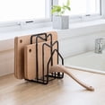 thumbnail image 4 of Organizador de tablas de cortar, hierro antioxidante, diseño compacto, acero resistente para una construcción duradera, estante para utensilios de cocina que ahorra espacio, revestimiento resistente, 4 of 5