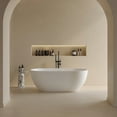 thumbnail image 2 of Rainlex 59" Freestanding Bathtub, Oval Shaped Stone Resin Freestanding Tubs, Solid Surface Matte White Soaking Tub with Overflow and Pop-up Drain RX-S05-59, 2 of 12