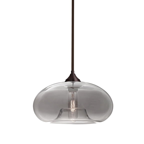 1TT-BANASM-BR-Besa Lighting-Bana - 1 Light Stem Pendant-5.25 Inches Tall and 10.5 Inches Wide-Bronze Finish-Smoke Glass Color