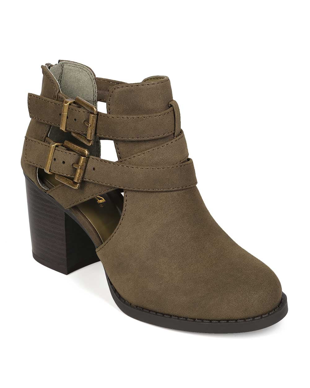 SODA - Women Leatherette Cut Out Buckle Chunky Heel Ankle Bootie BH89 ...