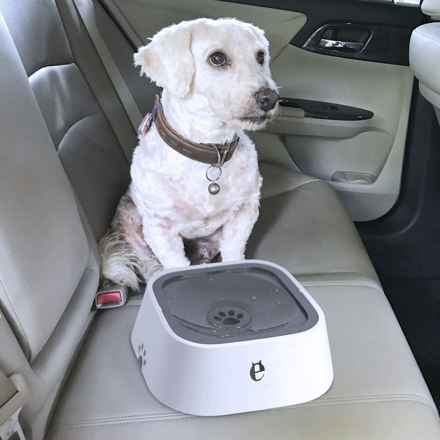 Dog Bowl Spill Proof Pet Water Bowl Dog Water Bowl Slow Water Feeder No-Slip Pet Water Dispenser 35oz Splash-Free Pet Water Feeder for Dogs and Cats Grey 