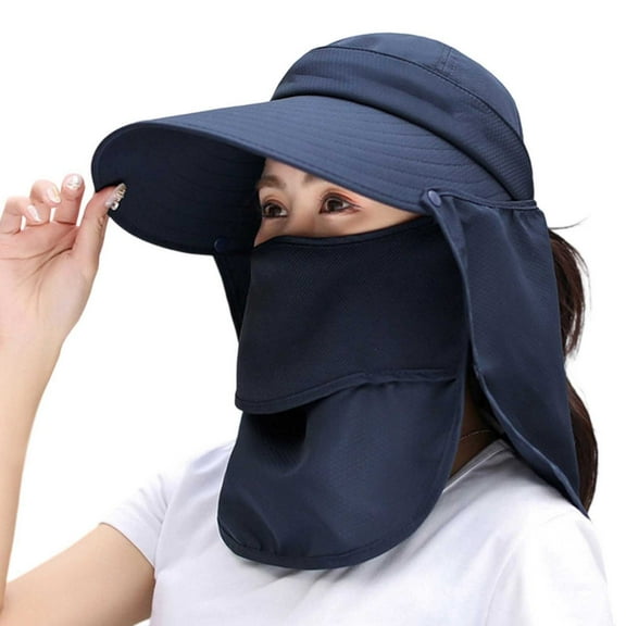 FUZHIQ Women's Full Coverage UV Protection Sun Hat with Detachable Face & Neck Flap, Wide Brim Hat for Cycling, Hiking, Beach, Outdoor