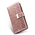 thumbnail image 2 of Galaxy Note 20 Ultra Case for Girls Women, Allytech Glitter Bling Kickstand Magnetic Clasp Credit Cards Slots Zipper Pocket Flip Cover Wallet Case for Samsung Galaxy Note 20 Ultra, Rosegold, 2 of 10