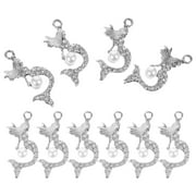 Mermaid Pendant Stainless Steel Cell Phone Accessories Beach Charms For Earring Hanging 10 Pcs