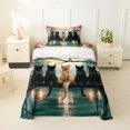 thumbnail image 2 of Manfei Cartoon Cat Twin Sheets, Tokyo Blossoms Floral Bedding, Pink Teal, 3pcs, 1 Flat Sheet, 1 Fitted Sheet and 1 Pillowcase, 2 of 6