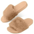 thumbnail image 6 of Women's Faux Fur Open Toe Slipper Slides, 6 of 6