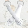 thumbnail image 2 of Fgnfyis Women Long Opera Party Gloves 1920s Satin Style Stretch with Feather Trim for Themed Events And White, 2 of 4