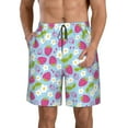 thumbnail image 2 of Uemuo Strawberry And Flowers Pattern Men's Swim Trunks Hawaiian Beach Bathing Suit Swimsuits Beach Quick-Dry Shorts with Pockets-Small, 2 of 9