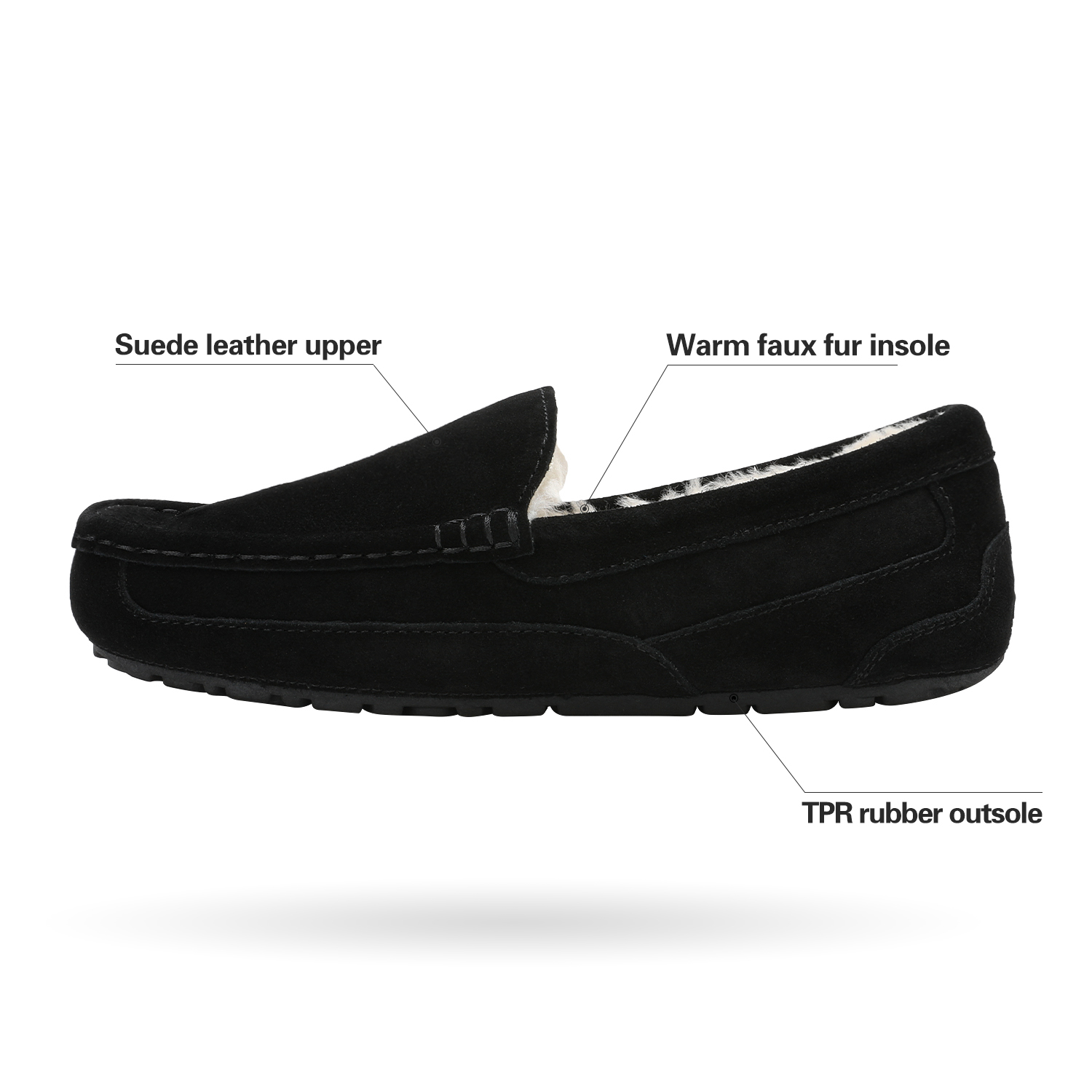 Dream Pairs New Soft Mens Au-Loafer Indoor Warm Moccasins Slippers Flats Shoes Au-Loafer-01 Black Size 7 - image 3 of 5