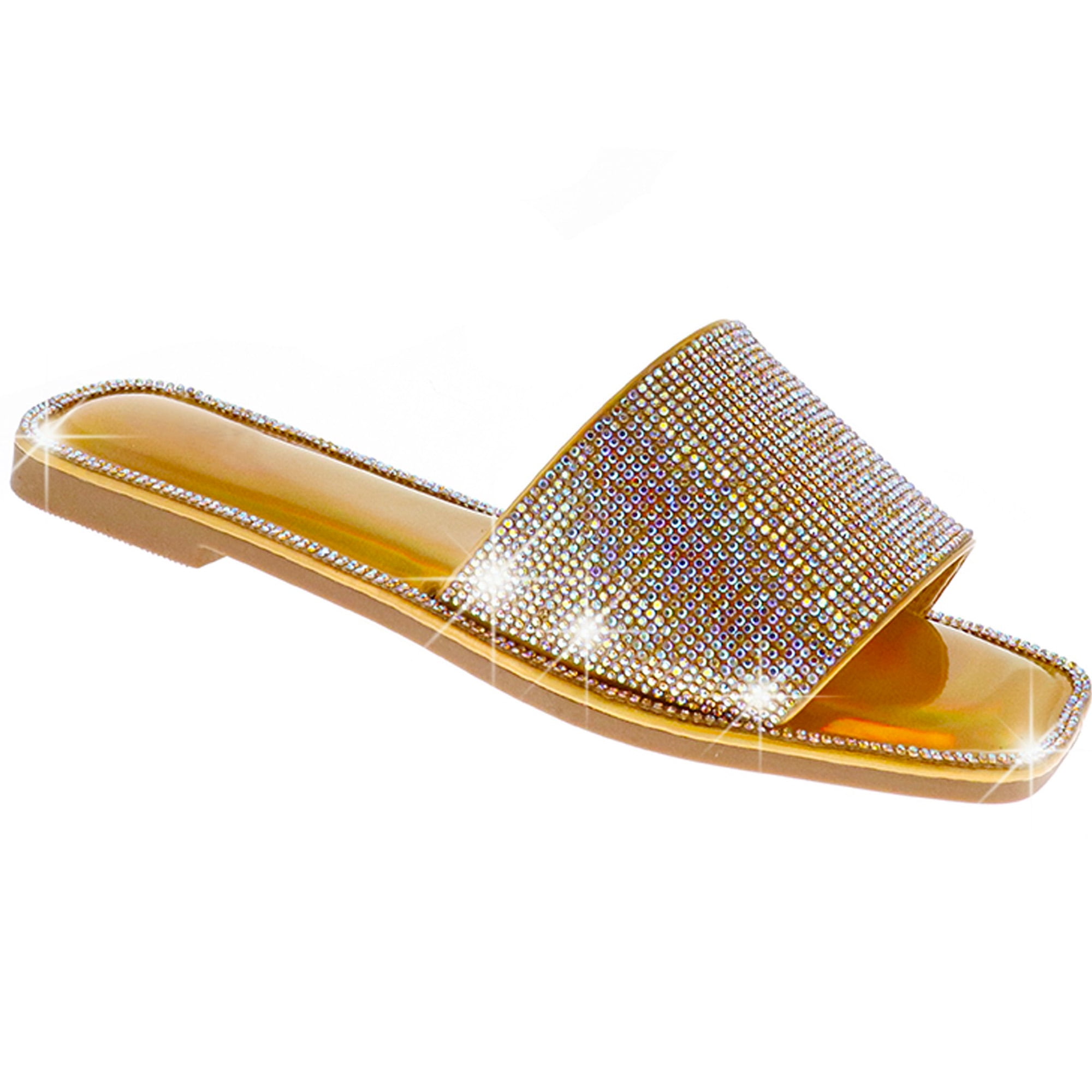 LAVRA Women's Rhinestone Slides Crystal Embellished Bling Sandals