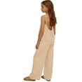 thumbnail image 4 of mgoYE Cotton Linen Set for Girls 2 Piece Outfits Spaghetti Strap Tank Tops Matching Wide Leg Pants Kids Summer Lounge Sets 3T 4T 5T 6T 7T 8T 9T 10T 11T 12T 13T 14T, 4 of 5