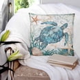 thumbnail image 3 of Teal Sea Turtle 18x18 Pillow Covers Set of 2, Coastal Coral Ocean Nautical Vintage Throw Pillow Covers Decorative Couch Cushion Case, Microfiber Square Pillowcases for Bedroom Car Living Room, 3 of 7
