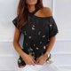 thumbnail image 2 of Mujeres Verano Cuello Redondo Manga Corta Estampado Sin Tirantes Camiseta Tops Blusas OAVQHLG3B Store  lin121212, 2 of 4