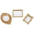 thumbnail image 1 of ifundom 3Pcs Small Mirror Set Golden Plastic Striped Square for DIY Projects in Outdoor Space Decor, 1 of 5