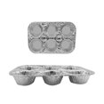 thumbnail image 2 of Paquete de 20 moldes de aluminio para muffins de 6 tazas: moldes de aluminio para cupcakes, tamaño de muffins favorito para hornear cupcakes plateados, plateados, 2 of 5