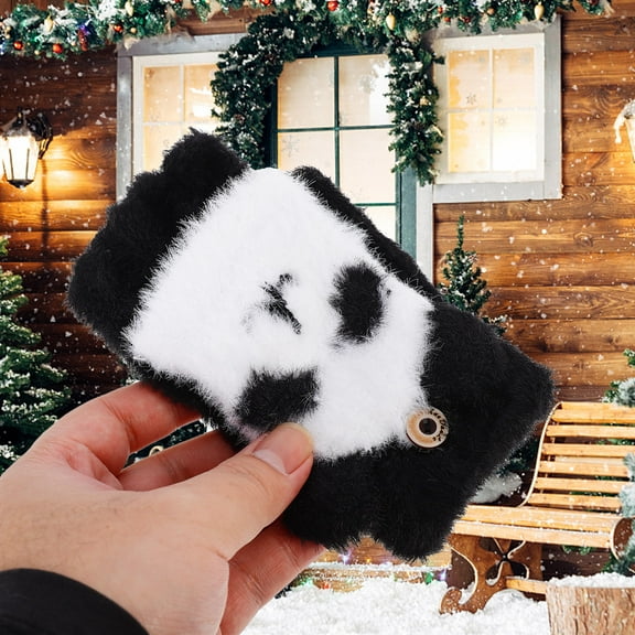 KONTONTY 1 Pair Flip-top Kids Gloves Black Imitation Plush Winter