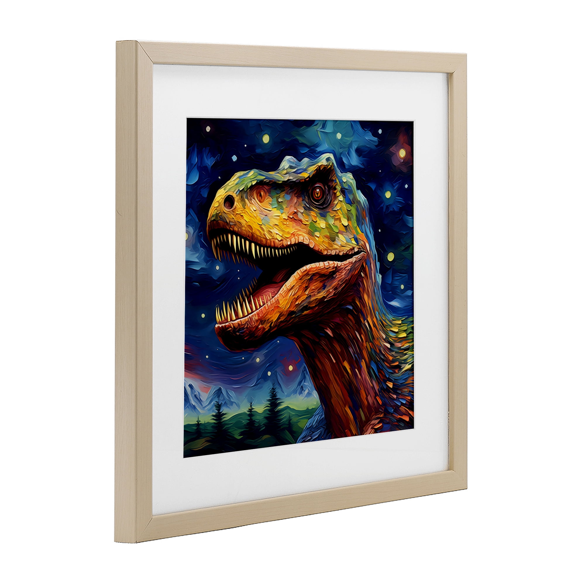 Stupell Industries Starry Sky Dinosaur Birch Framed Print Under Glass, design by Creative Studio