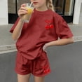 thumbnail image 7 of BRGZLK Cute Outfits For Girls 2 Piece Round Neck Short Sleeved Crewneck Shirt and Shorts Matching Two-Piece Set Sweatsuit Summer Clothes For 3-14 Years Old, 7 of 7