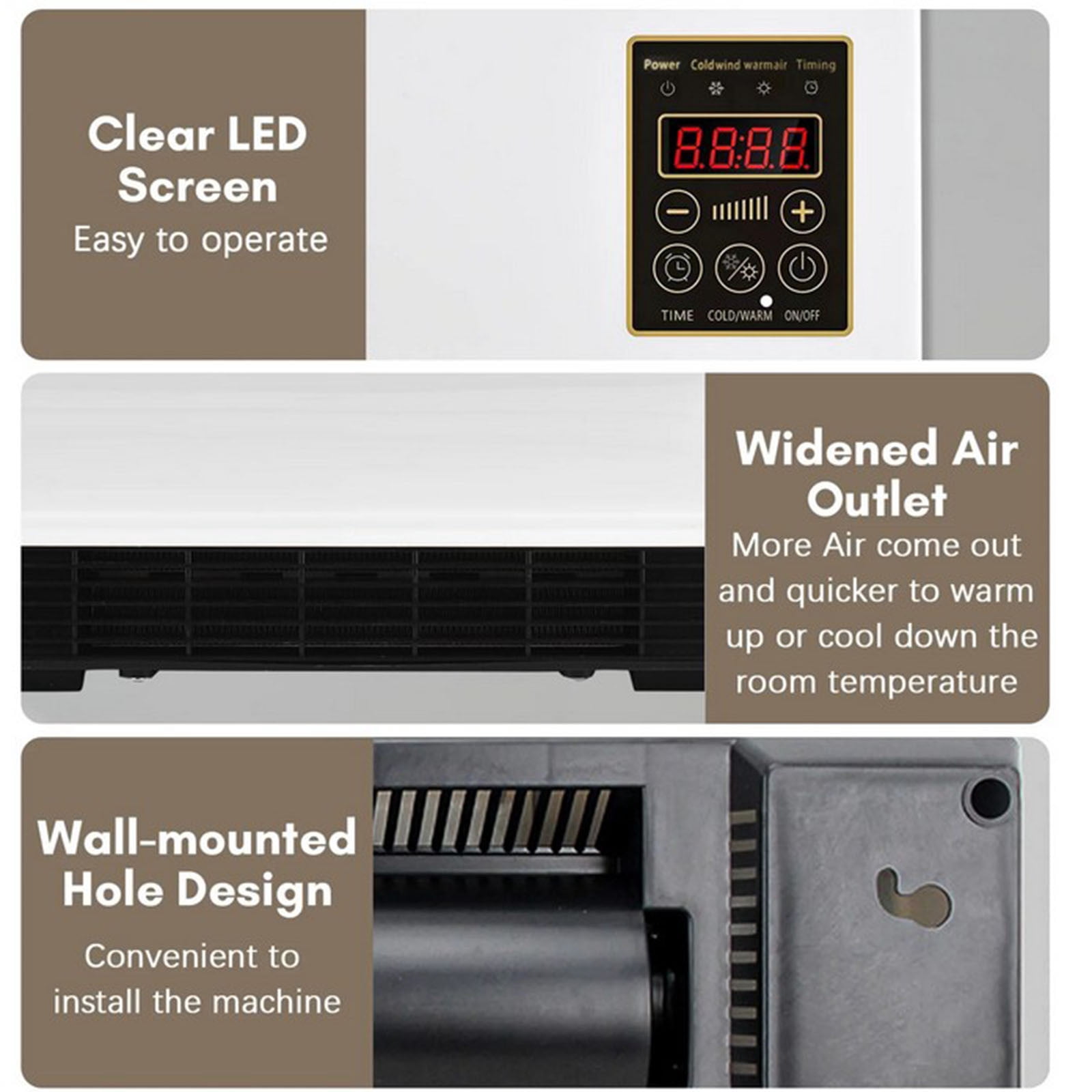 Portable Air Conditioner 3 in 1, Bladeless Wall Mount Fan, 12000 BTU Quiet AC for Bedroom Home Office, No Installation with Remote Control