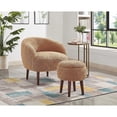 thumbnail image 3 of GTU Furniture Modern Barrel Teddybear Plush Accent/Side Light Brown Lounge Chair with Storage Ottoman for Bedroom Living Room Set, 3 of 5