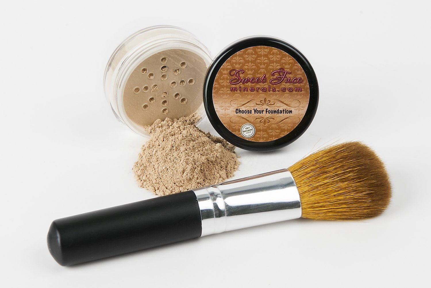 EVERYDAY KIT with BRUSH SET Mineral Makeup Bare Face Matte Powder Foundation 
